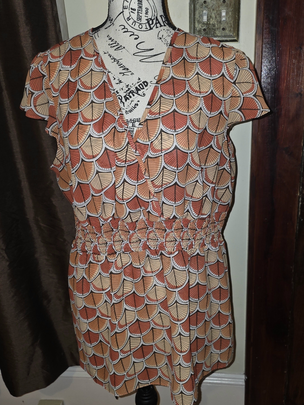 Apt. 9 Rust & Cream Patterned Tunic XL